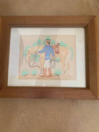 Harrison Begay Serigraph Horse And Rider Framed