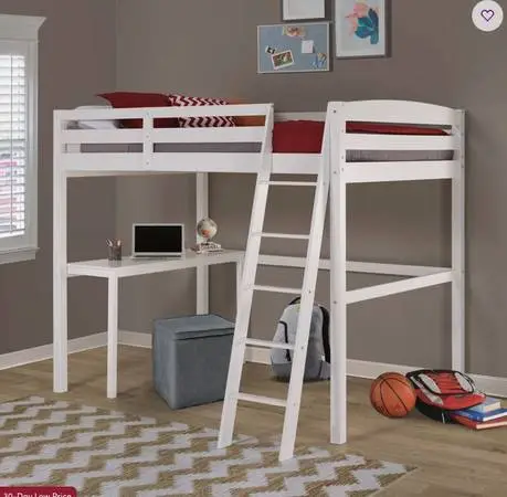White Loft Twin Bed