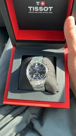 Tissot Chrono L Classic 45 mm with blue dial + stainless steel watch.