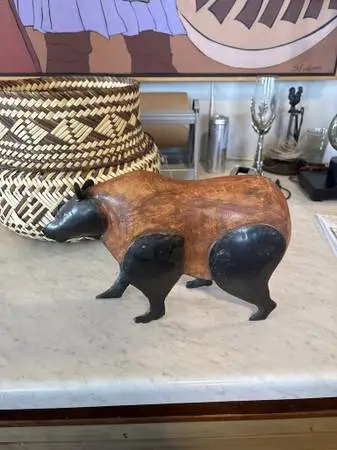Rustic Wood & Metal Bear- 13.5X4X8.5