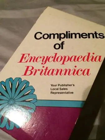 old 80s Encyclopedia Britannica sales rep examples