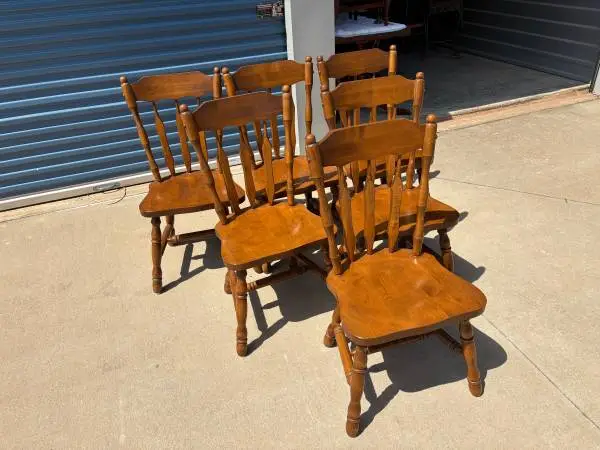 6 Beautiful Sturdy Antique Solid Maple Side Chairs
