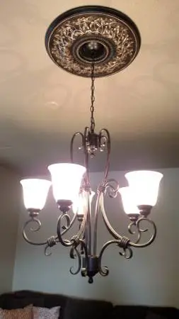 Chandelier Iron Scroll Bronze Five-Light