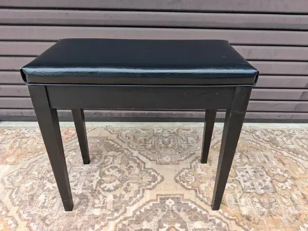 Vintage Black Piano Bench.