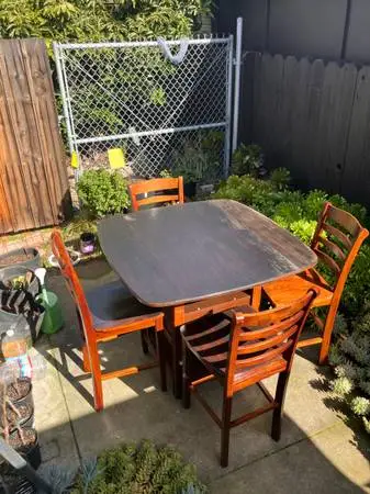 wood dining table with 4 chairs