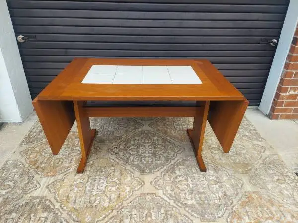 Mid Century Danish Teak Toled Extendable Dining Table.