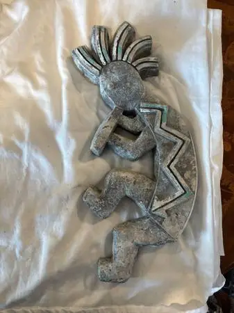 Kokopelli Clay Wall Sculpture- 8X19