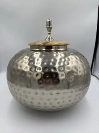 Grayson Lane Silver Iron Modern Decorative Jar- 10X10X11.5