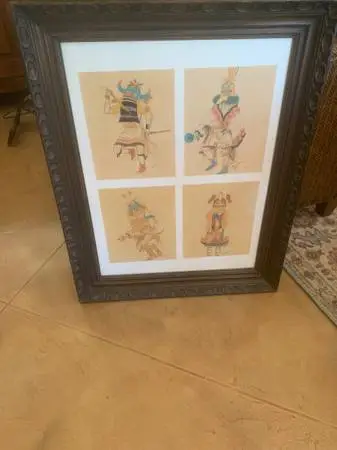 Kachinas Original Paintings Framed In One