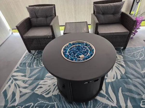 gas fire pit chairs and table brand new