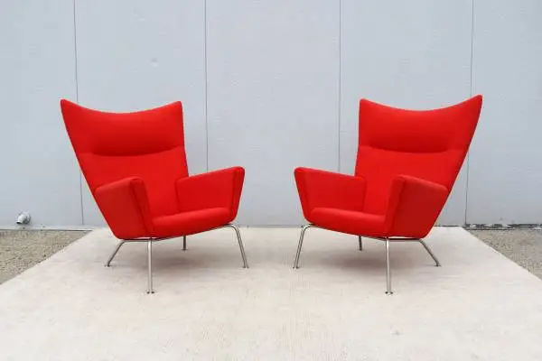 Danish Hans J. Wegner for Carl Hansen & Son Wing Lounge Chairs, a Pair