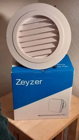Zeyzer Wall/Ceiling Extractor Fan and Vent Kit for Bath/Laundry
