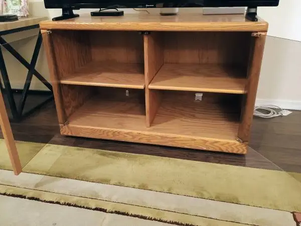 Oak TV Stand / Media Cabinet w/ Smoked Glass Doors