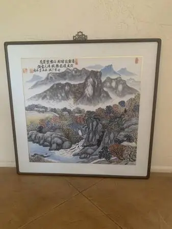 Asian Landscape Original Painting Large Framed