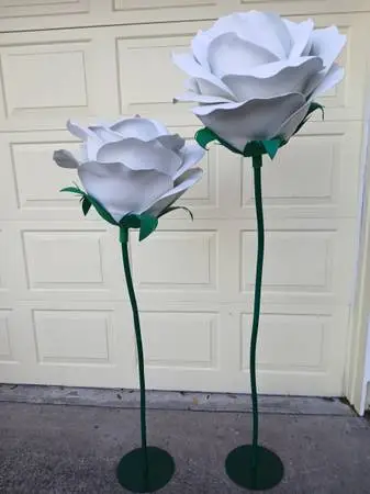 2 GIANT  - 68 - FOAM FLOWERS ON METAL STANDS