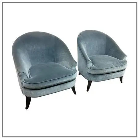 Richard Mishaan For Bolier & Co. Velvet Club Chairs, Pair