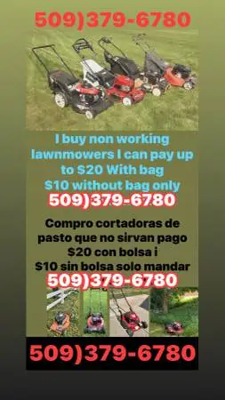 I buy non working lawnmowers/compro cortadoras