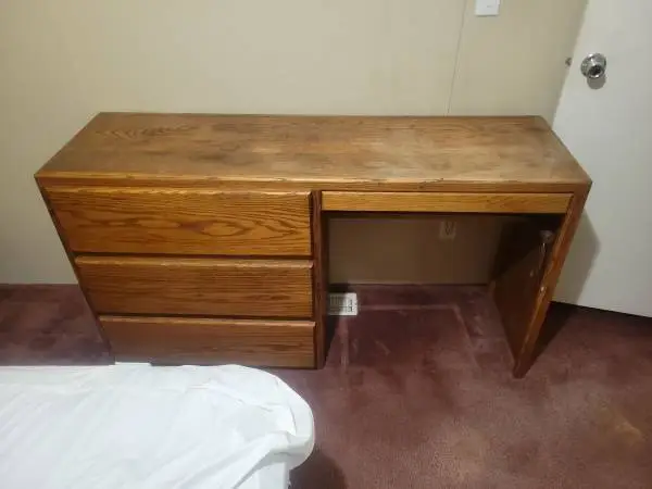 Solid wood desk dresser combo