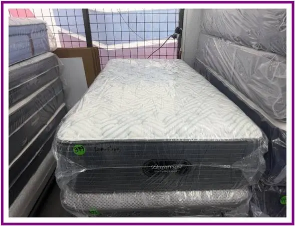 TWIN SIZE SIMMONS BEAUTYREST PRESSURESMART MATTRESS & BOX BED SET