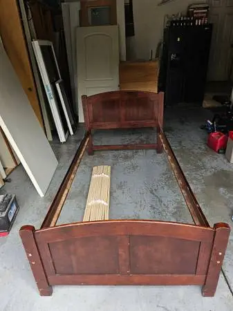 bed twin solid wood dark wood child bed