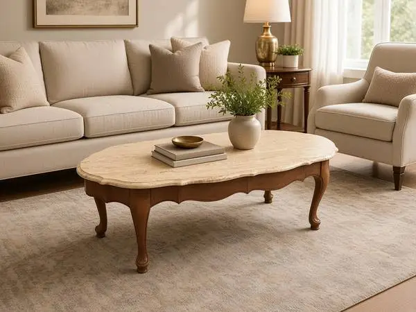 Country French Travertine Coffee Table