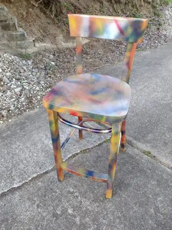 Ikea stool with whimsical paint job