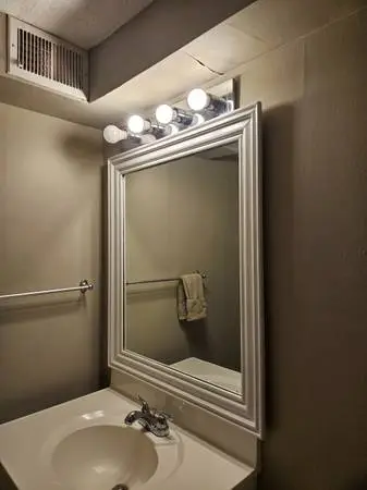 LARGE, WHITE FRAMED WALL / VANITY MIRROR 32.25 x 38.25