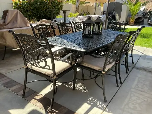 Luxury Patio Hanamint Grand Tuscany 9 PC Outdoor Dining Set.