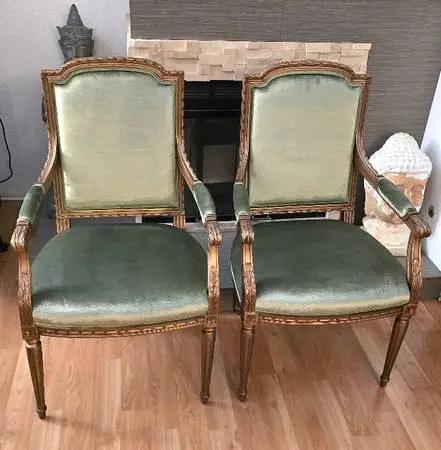 (2) chairs - Louis XVI style chairs - previously owned by Celine Dion