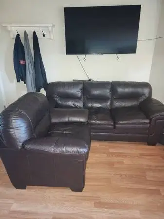 Selling my Very nice Real Leather Couch and Chair Set Moving Good Deal