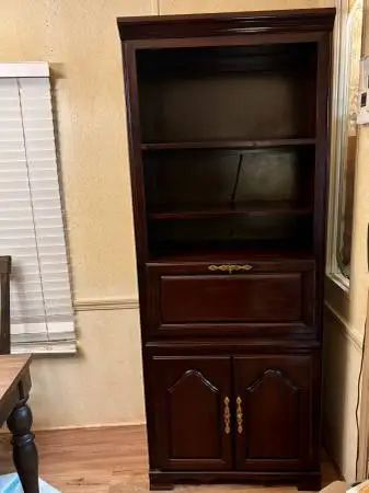 A Set of Solid Wood Kincaid “Cherry Mountain” Secretary Hutch w/Light