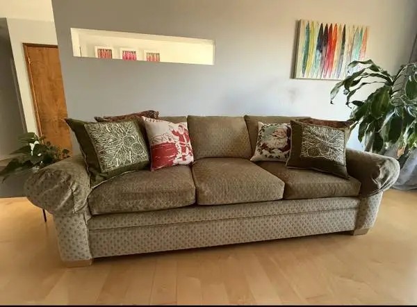 A long green/tan couch