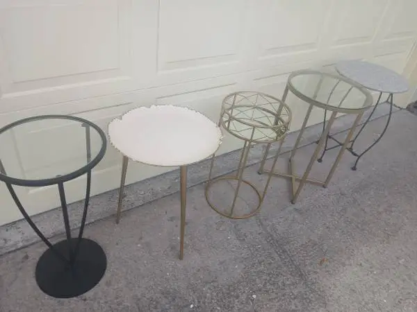 OUTDOOR OR INDOOR END TABLE, ACCENT TABLE $35 to $70 each        each