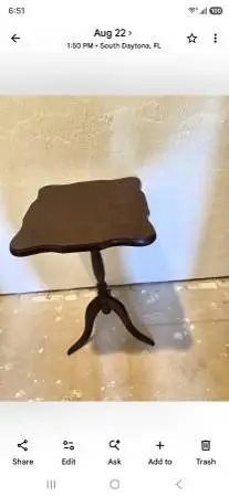 Vintage scalloped Edge tripod table