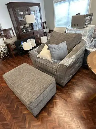 Large Upholstered Chair and Ottoman - Like New!