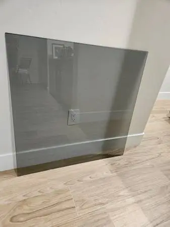 Glass chair mat 36 × 36 × .25 thick light gray/clear