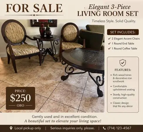 Elegant Living Room Furniture Set