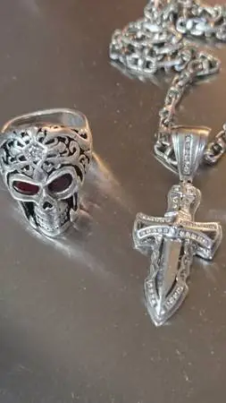 14K White Gold Chain & Pendent (( 42 Grams )) Chrome Hearts