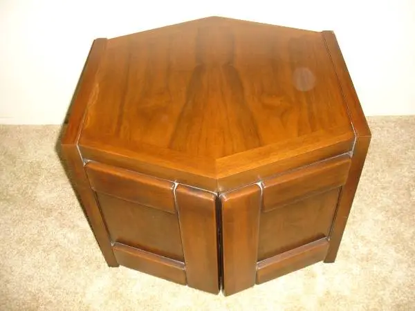 Vintage Lane Furniture Hexagonal End Side Table Storage Cabinet 1970s