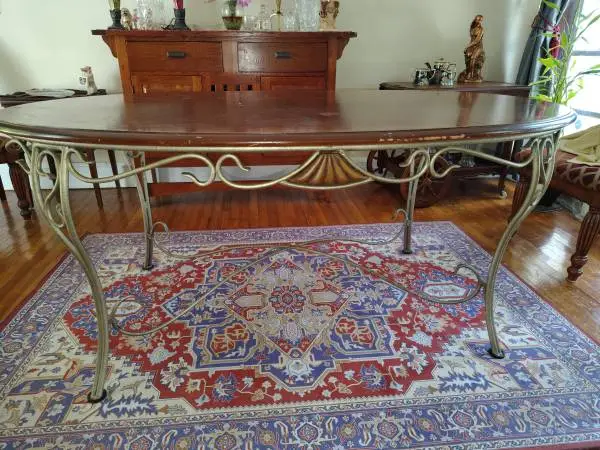 Wrought Iron Walnut Dining table
