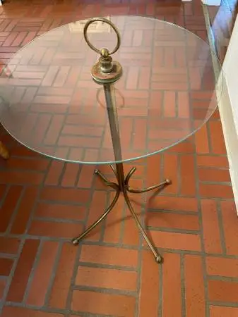 Vintage Side Table Glass and Bronze Mid Century Modern Cesare Lacca