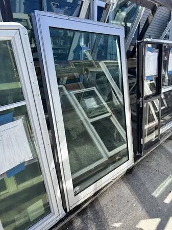 35W x 54H Hinged Hurricane Impact Window Silver Used Good Cond