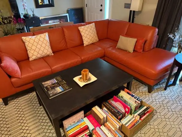 Italsofa Leather Sectional Burnt Orange/Red