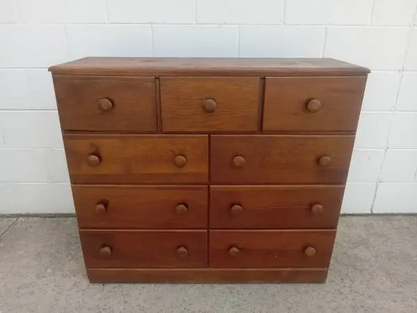 Stunning Nine Drawer Wooden Dresser