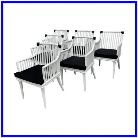 Cb2 Mae Rattan Dining Armchairs, Set Of Six