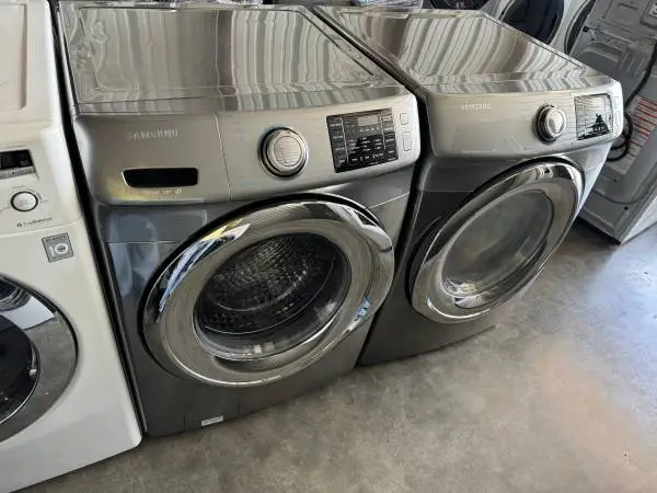 Graphite steel front load Samsung washer and dryer high efficiency