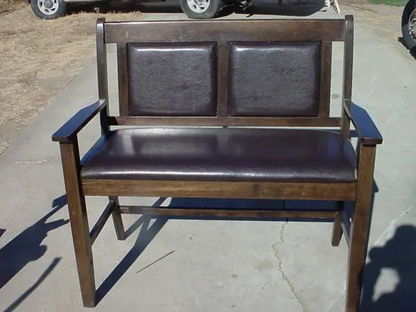 tall bench upholstered seat and back wood legs