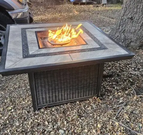 Agio 5 pc wicker fire pit set