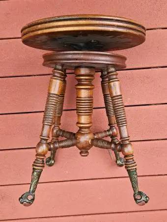 VTG Holtzman & Sons Glass Ball Marble & Claw Foot Piano Stool Seat