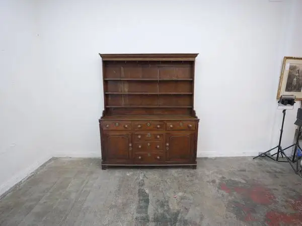 Antique 18th Century Country Oak Welsh Cabinet 67 W x 19 D x 78H